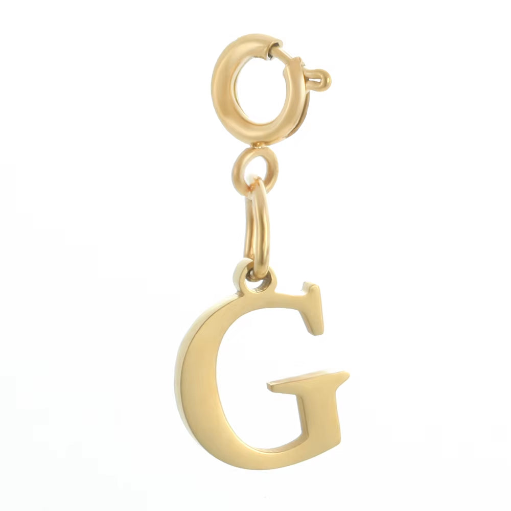 High Quality Stainless Steel Charms Spring Buckle Initial Letter Pendant DIY Name Necklace Keychain Women Fashion Jewelry Trend