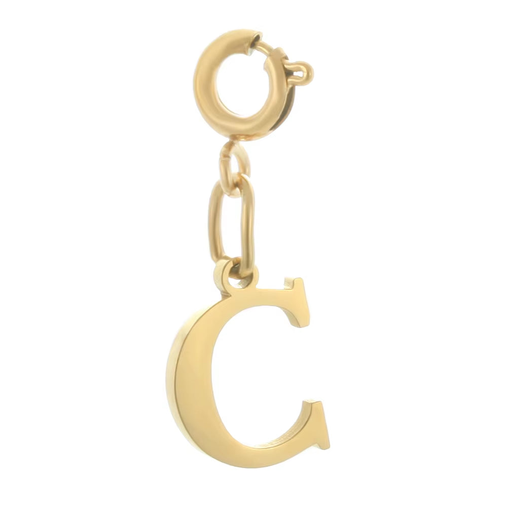 High Quality Stainless Steel Charms Spring Buckle Initial Letter Pendant DIY Name Necklace Keychain Women Fashion Jewelry Trend