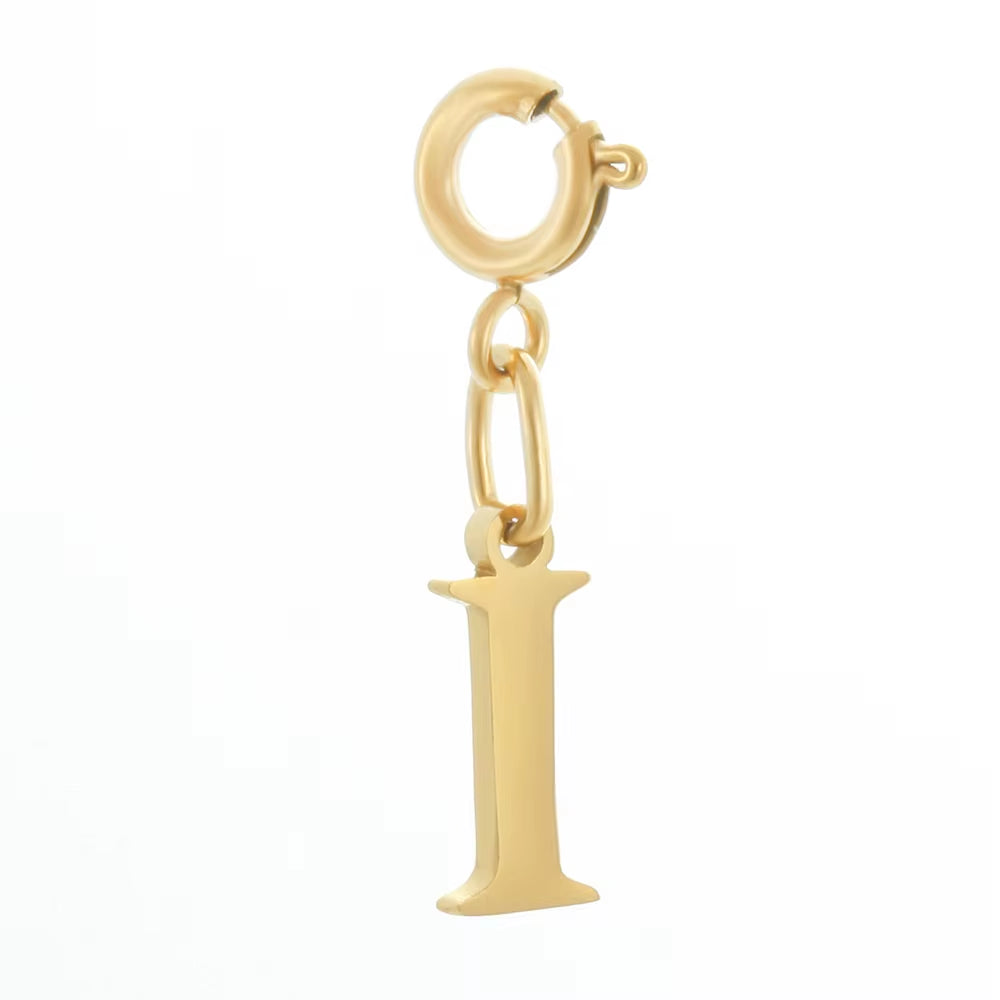 High Quality Stainless Steel Charms Spring Buckle Initial Letter Pendant DIY Name Necklace Keychain Women Fashion Jewelry Trend