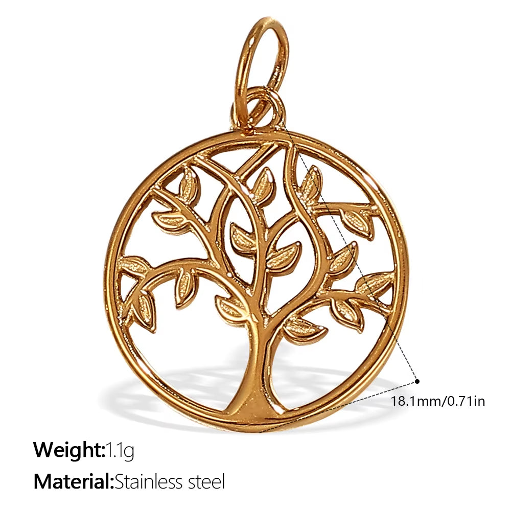 A Variety of Geometric Stainless Steel Pendants with Red Chili Leaves and Four-Leaf Clovers That Do Not Fade and Are Gold-Plated