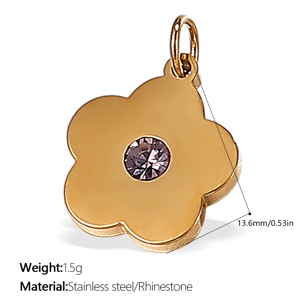 A Variety of Geometric Stainless Steel Pendants with Red Chili Leaves and Four-Leaf Clovers That Do Not Fade and Are Gold-Plated