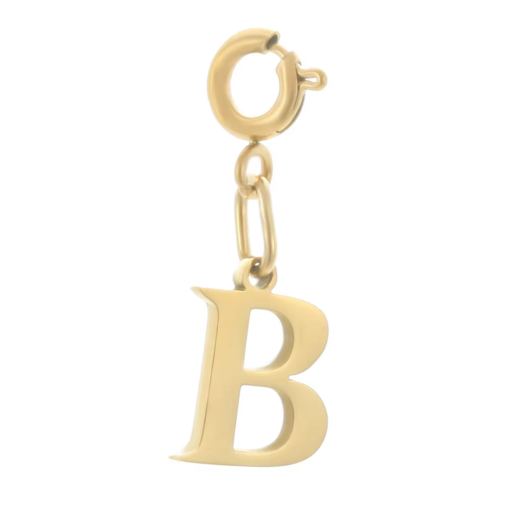 High Quality Stainless Steel Charms Spring Buckle Initial Letter Pendant DIY Name Necklace Keychain Women Fashion Jewelry Trend