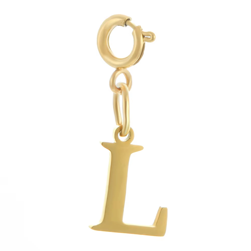 High Quality Stainless Steel Charms Spring Buckle Initial Letter Pendant DIY Name Necklace Keychain Women Fashion Jewelry Trend