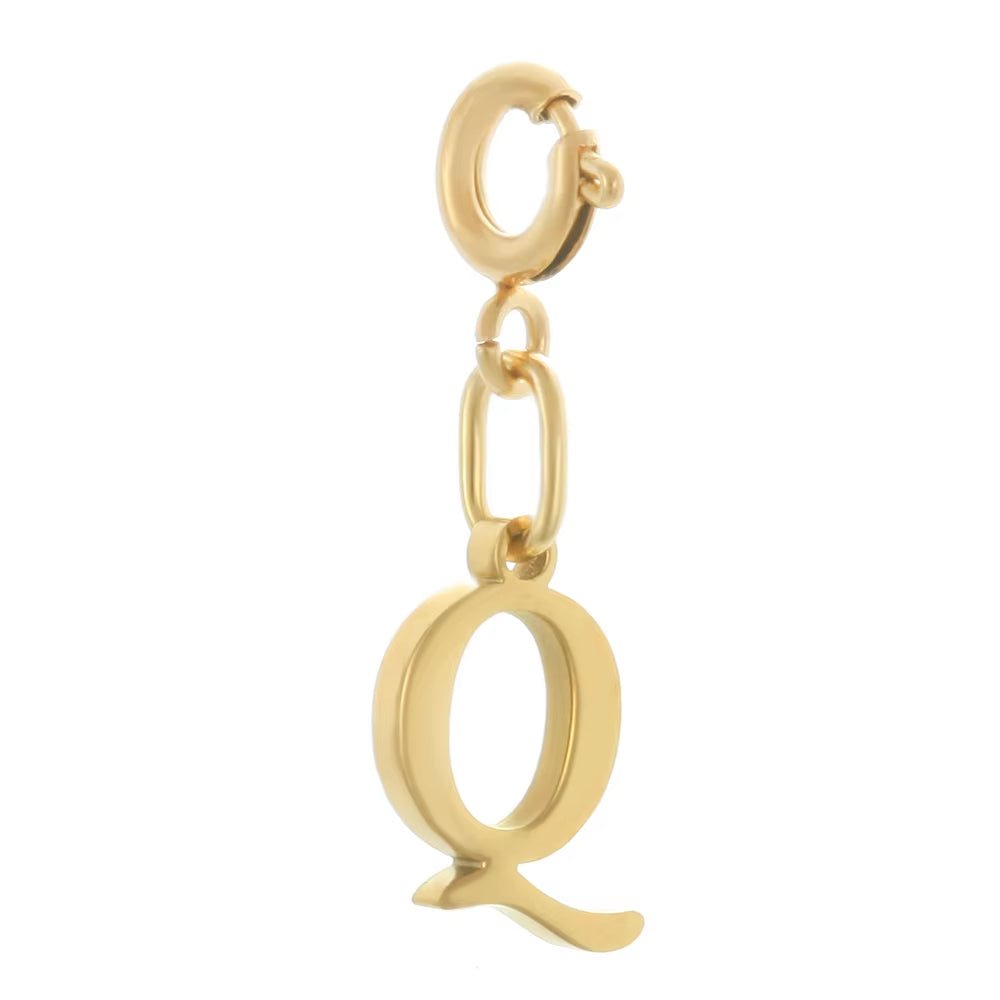 High Quality Stainless Steel Charms Spring Buckle Initial Letter Pendant DIY Name Necklace Keychain Women Fashion Jewelry Trend