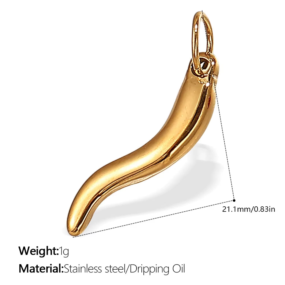 A Variety of Geometric Stainless Steel Pendants with Red Chili Leaves and Four-Leaf Clovers That Do Not Fade and Are Gold-Plated