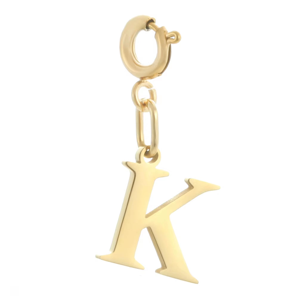 High Quality Stainless Steel Charms Spring Buckle Initial Letter Pendant DIY Name Necklace Keychain Women Fashion Jewelry Trend