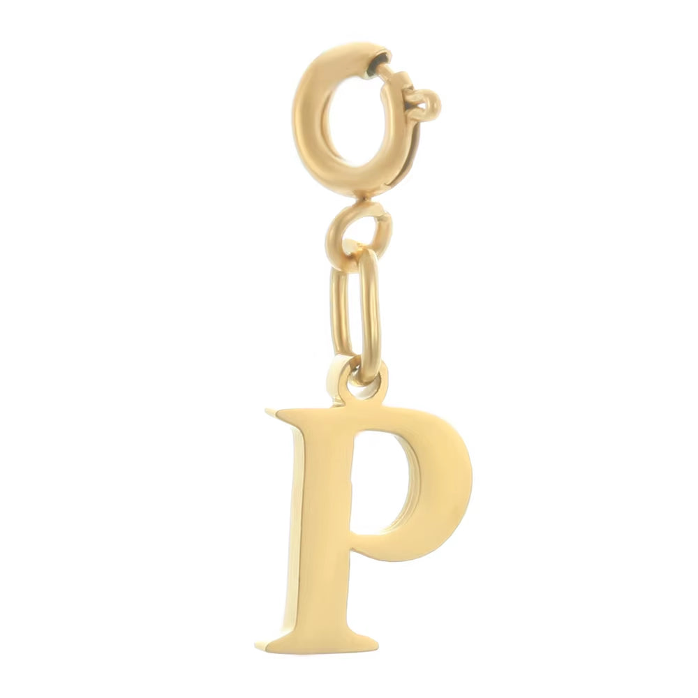 High Quality Stainless Steel Charms Spring Buckle Initial Letter Pendant DIY Name Necklace Keychain Women Fashion Jewelry Trend