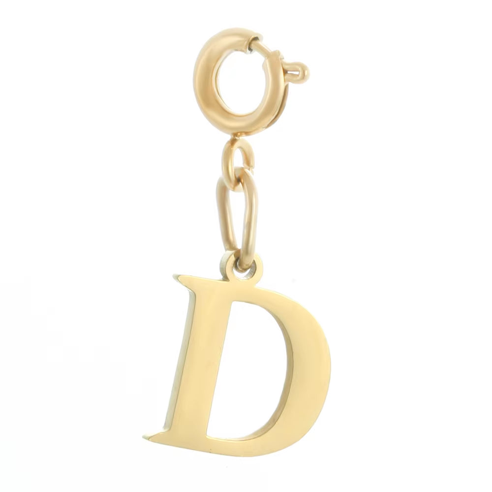 High Quality Stainless Steel Charms Spring Buckle Initial Letter Pendant DIY Name Necklace Keychain Women Fashion Jewelry Trend