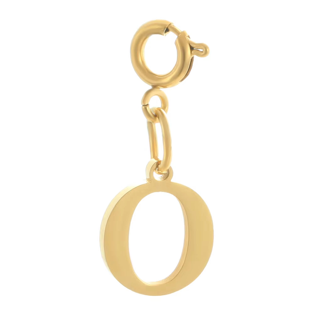 High Quality Stainless Steel Charms Spring Buckle Initial Letter Pendant DIY Name Necklace Keychain Women Fashion Jewelry Trend