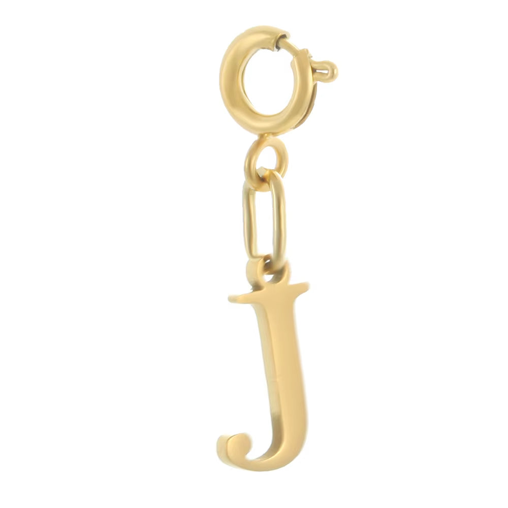 High Quality Stainless Steel Charms Spring Buckle Initial Letter Pendant DIY Name Necklace Keychain Women Fashion Jewelry Trend