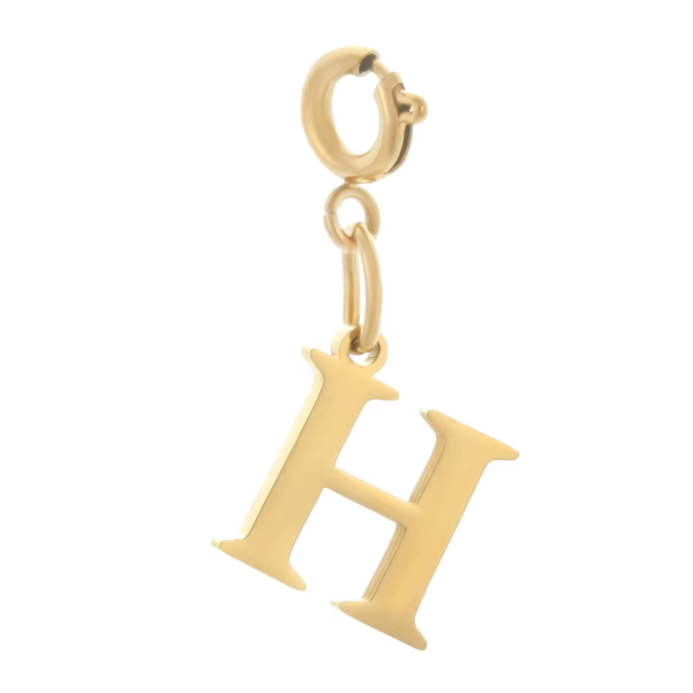 High Quality Stainless Steel Charms Spring Buckle Initial Letter Pendant DIY Name Necklace Keychain Women Fashion Jewelry Trend